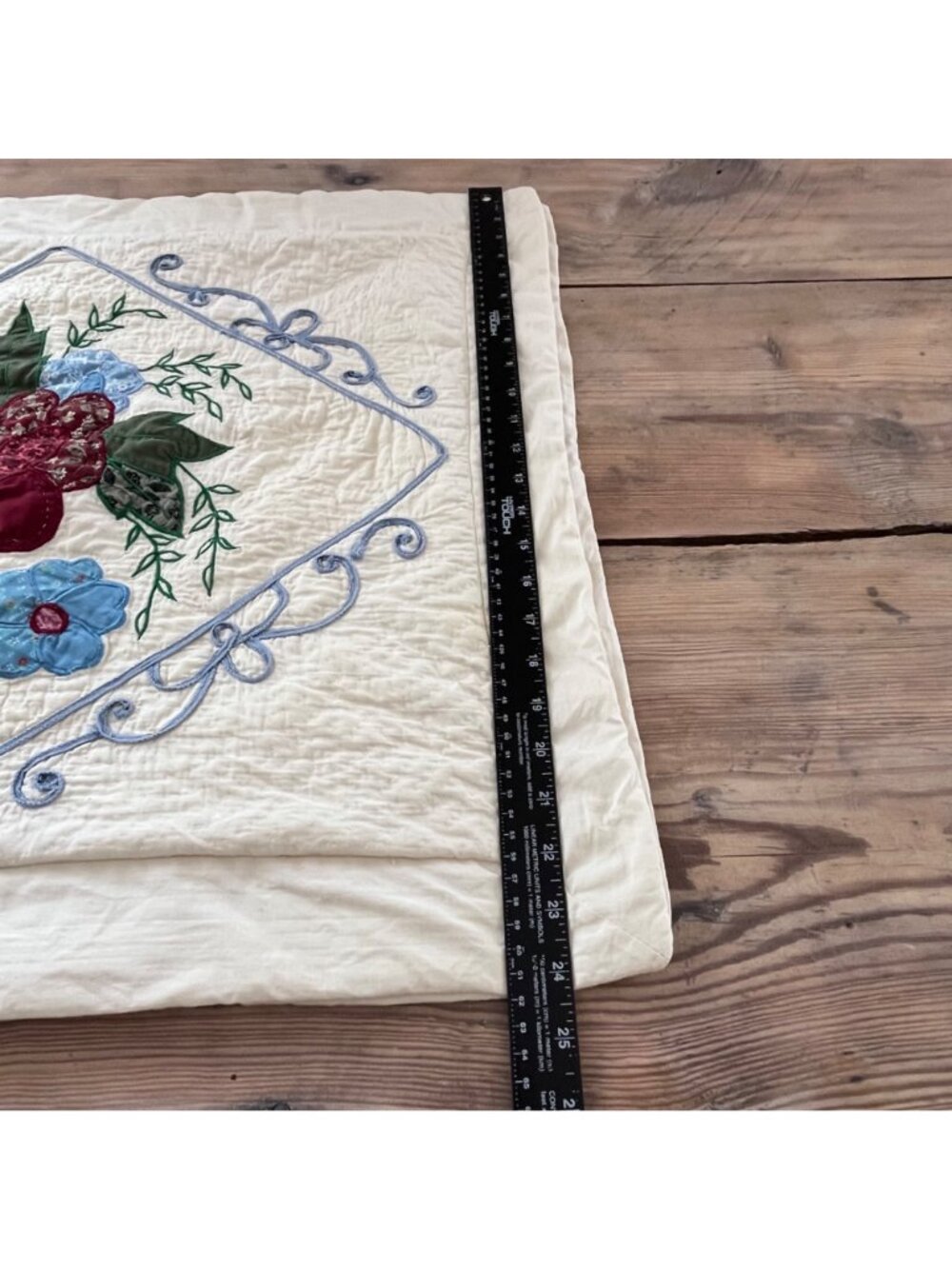 Vintage Floral Applique Quilted Pillow Shams Standard Size Granny Core Cottage - Picture 10 of 10